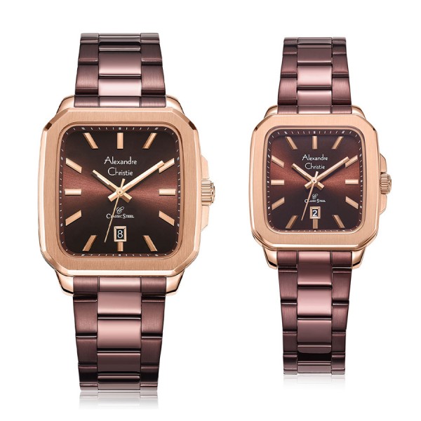 Alexandre Christie AC 8687 Rosegold Brown Couple